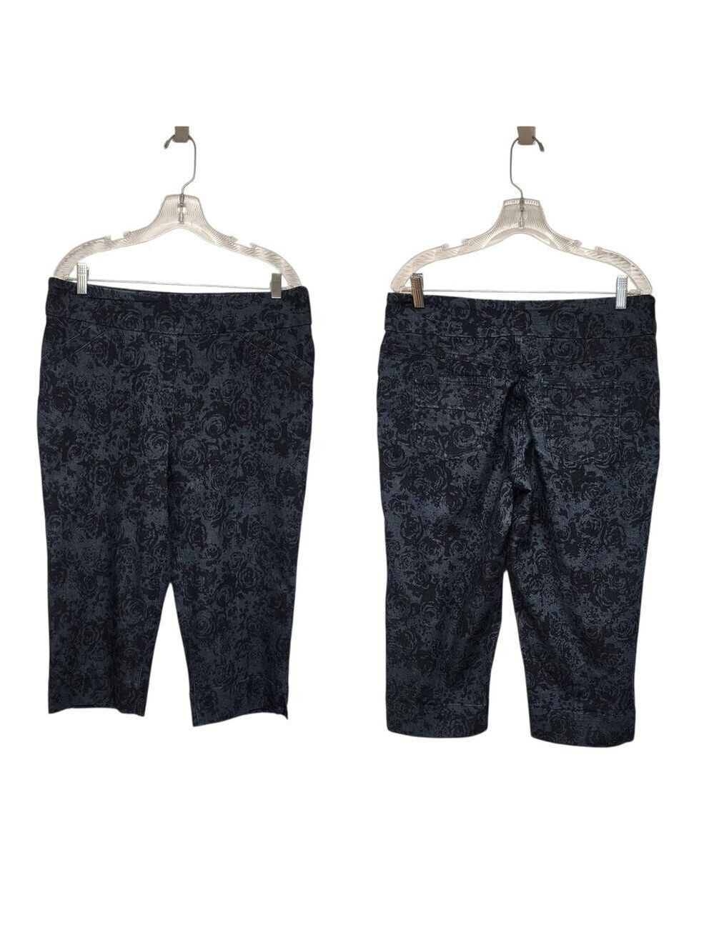 WESTBOUND Pull-On Floral Blue Denim Capri Jeans Size 12